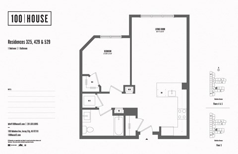 Floor plan for 1 bed, 1 bath, 720 sqft